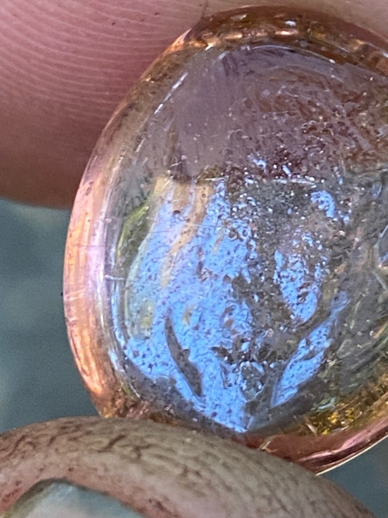 Natural Diamond (Potentially Glass-Filled or Heavily Treated Based on Surface Cavities and Irregular Internal Reflections) - Oval Cabochon / Heavy Rose Cut Hybrid