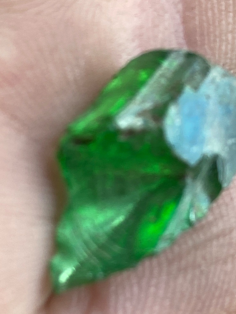 Not a diamond; appears to be green glass or a green mineral/gemstone rough (such as green quartz, tourmaline, or synthetic material) - Rough / Uncut / Irregular