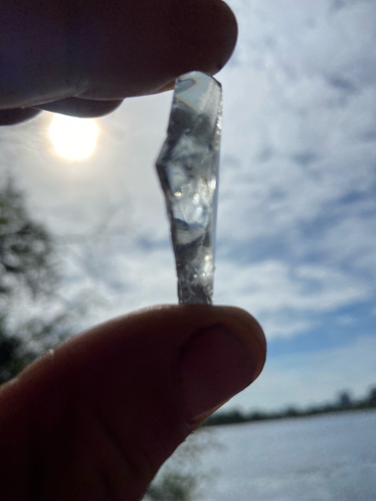 Natural rough diamond or quartz crystal shard, likely non-gem quality quartz or industrial grade rough mineral specimen - Irregular raw crystal fragment / Uncut shard