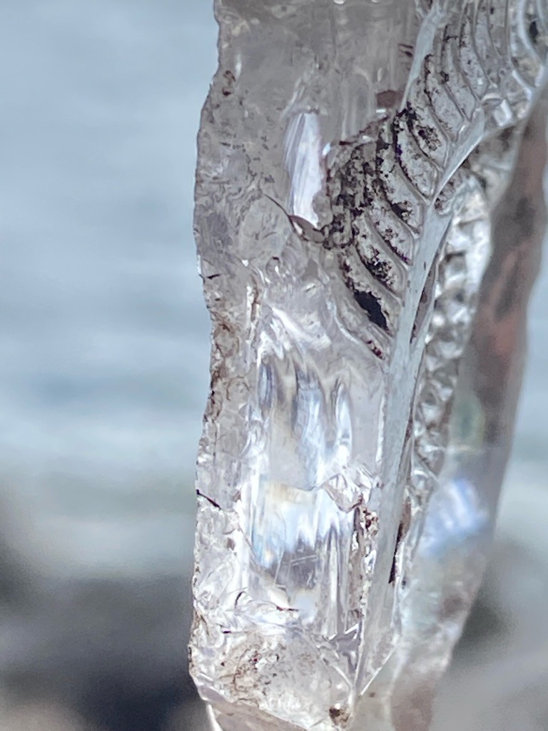 Natural rough diamond / mineral specimen (or potentially a shaped crystalline glass/quartz structure given the atypical surface texture, but assuming diamond matrix context) - Rough crystal / Uncut natural crystal form with heavy surface etching and resorption