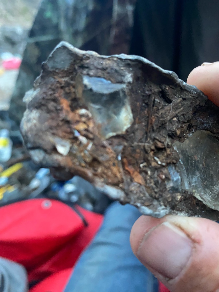 Indeterminate - Likely Quartz or Glass based on matrix - Rough / Uncut / Irregular