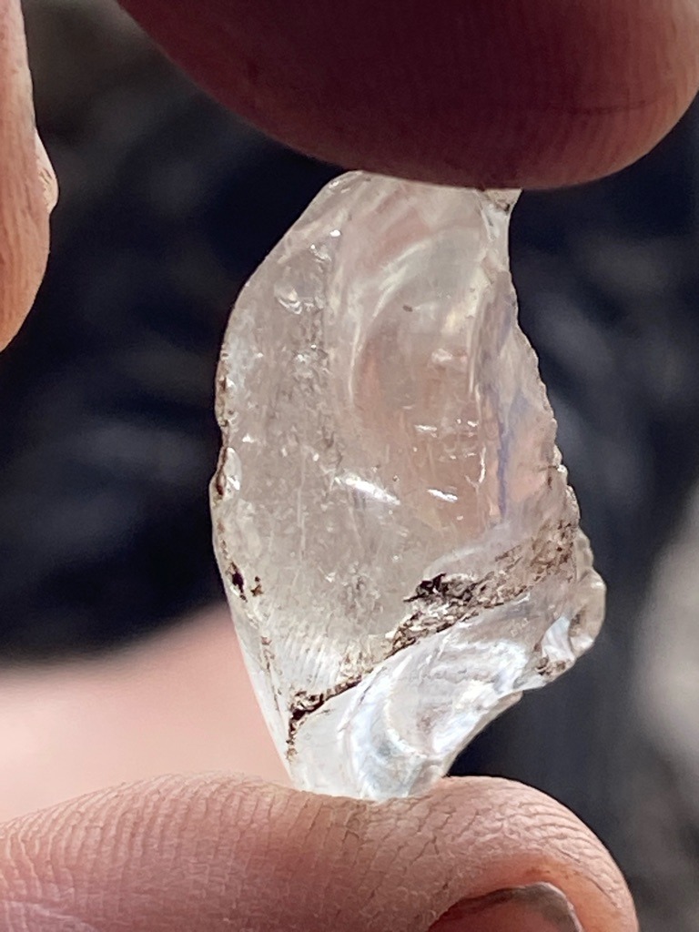 Natural rough mineral crystal (likely quartz or similar crystalline matrix, pending professional gemological testing) - Uncut raw crystal fragment / Irregular freeform