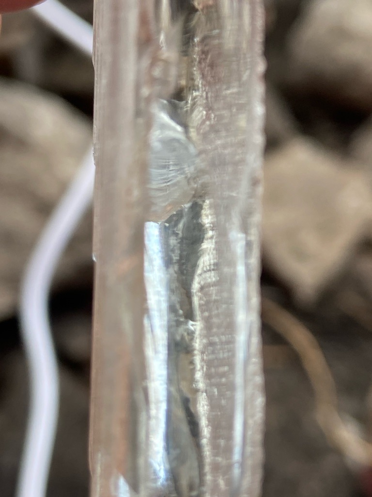 Not a diamond (appears to be ice/icicle or glass) - Irregular columnar / Natural formation