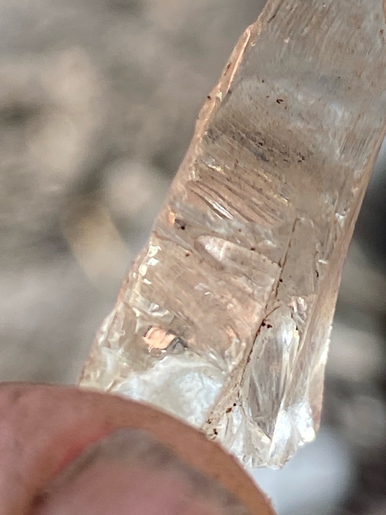 Natural Mineral Specimen / Rough Quartz or Diamond (Likely Quartz due to striations, though presented in gem context) - Rough uncut crystal shard / Irregular