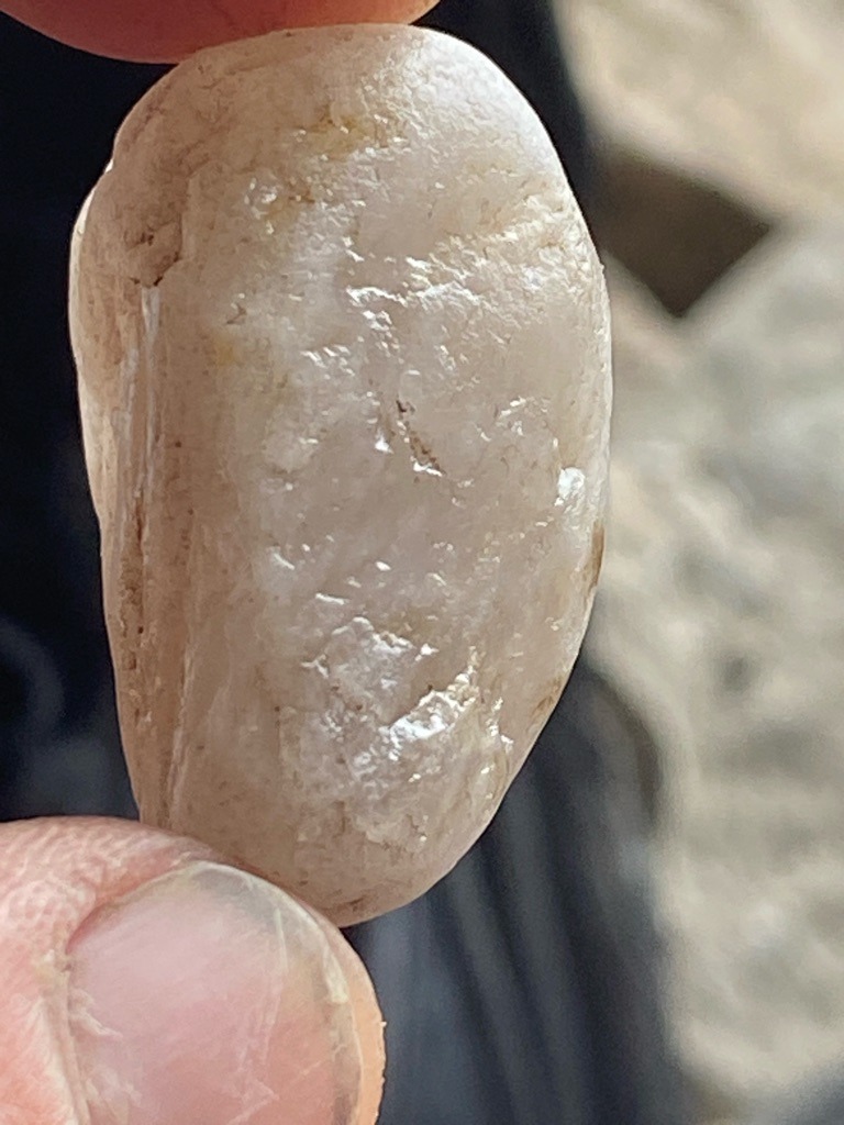 Rough natural diamond or alluvial crystal stone - Uncut, natural rounded pebble form with irregular elongation