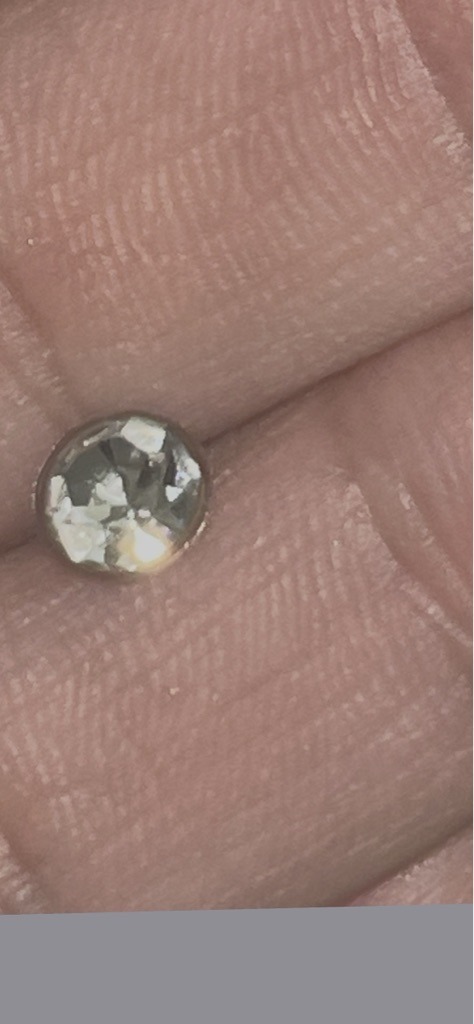 Natural (Likely a rustic or portrait-cut salt and pepper diamond) - Round Rose Cut or Disc-like Flat Cut