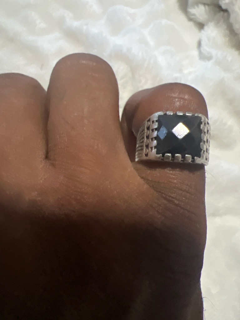 Black Spinel or Onyx (Likely non-diamond simulant) - Square Cushion Checkerboard Cut