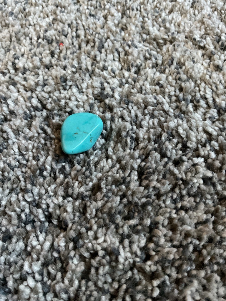 Not a diamond; identified as an opaque blue-green mineral, likely Turquoise or a Turquoise simulant (such as dyed Howlite or Magnesite). - Freeform Tumbled / Baroque cabochon style.