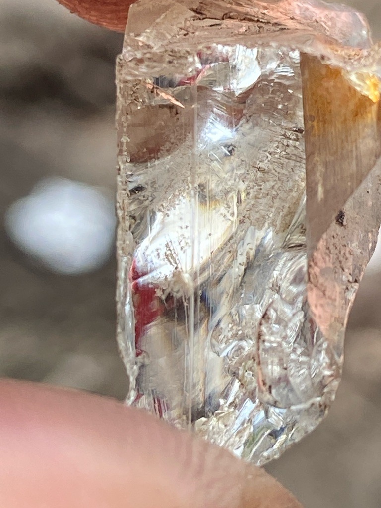 Natural rough diamond crystal, though visual characteristics strongly suggest raw quartz or beryl rather than genuine diamond due to the pronounced striations and irregular fracture patterns - Rough uncut crystal, naturally terminated or broken columnar habit with irregular elongated form