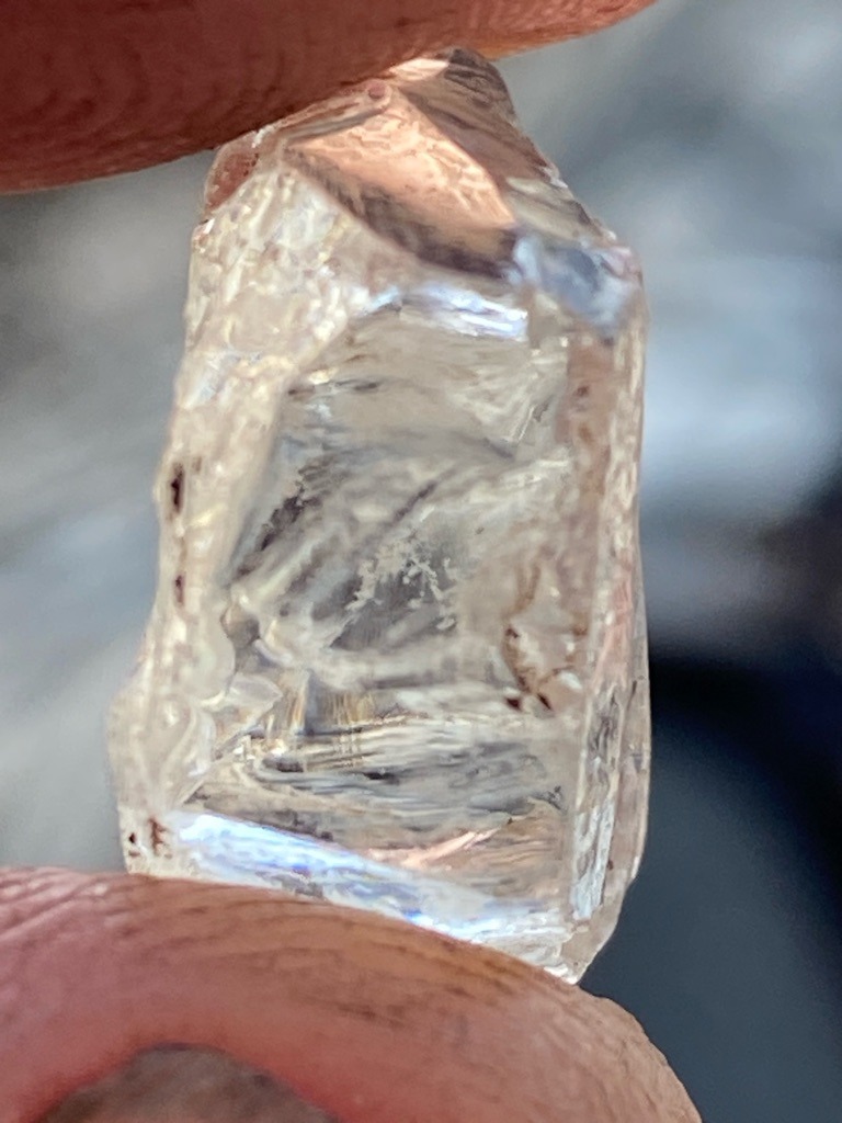 Natural rough diamond crystal - Rough crystal (uncut, octahedral/irregular elongated form)