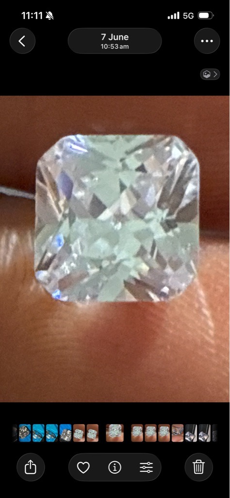 Natural Diamond or Lab-Grown Diamond (requires testing to differentiate) - Radiant Cut (Rectangular Modified Brilliant)