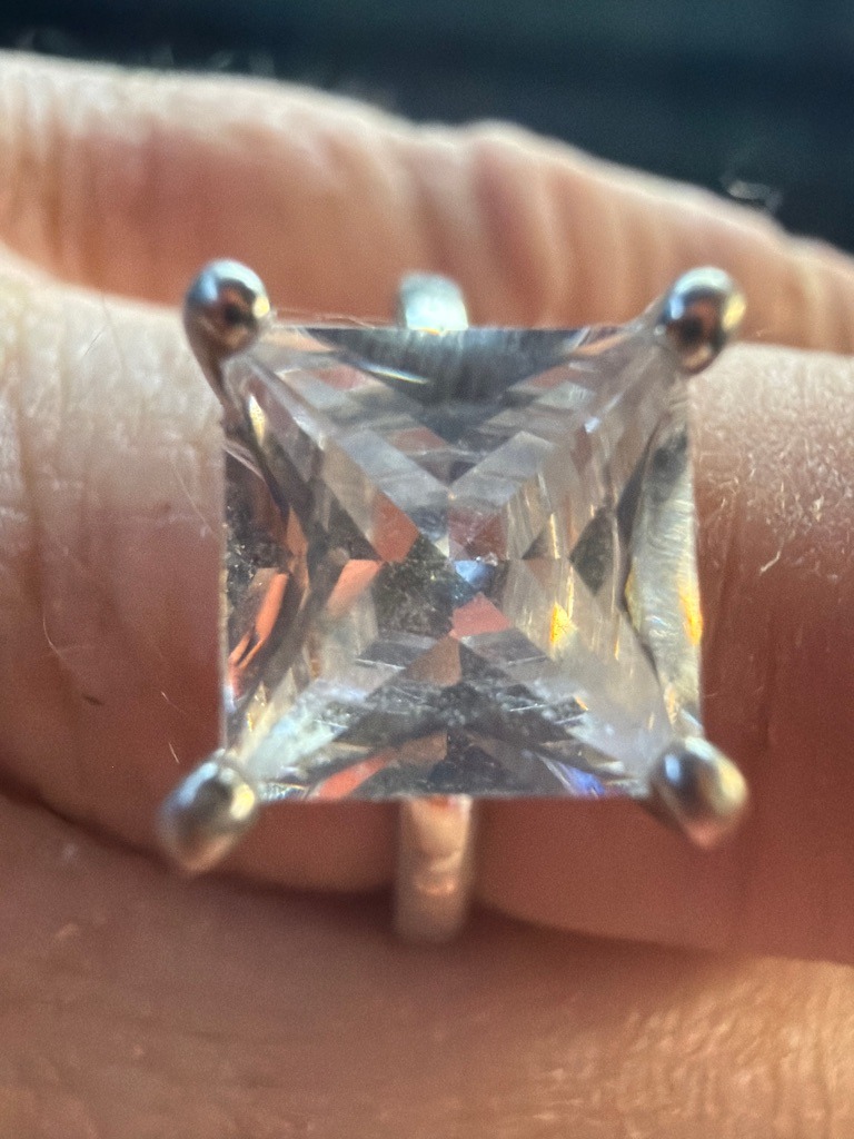 Simulant (Likely Cubic Zirconia) - Princess Cut