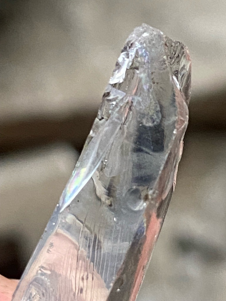 Natural rough mineral crystal (likely Quartz or generic silicate, not a diamond) - Uncut natural crystal / Rough elongated prismatic habit