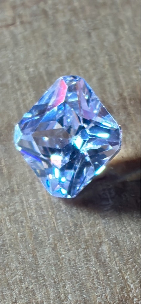 Likely Diamond Simulant (e.g., Cubic Zirconia or Moissanite) - Princess Cut (Square Modified Brilliant)