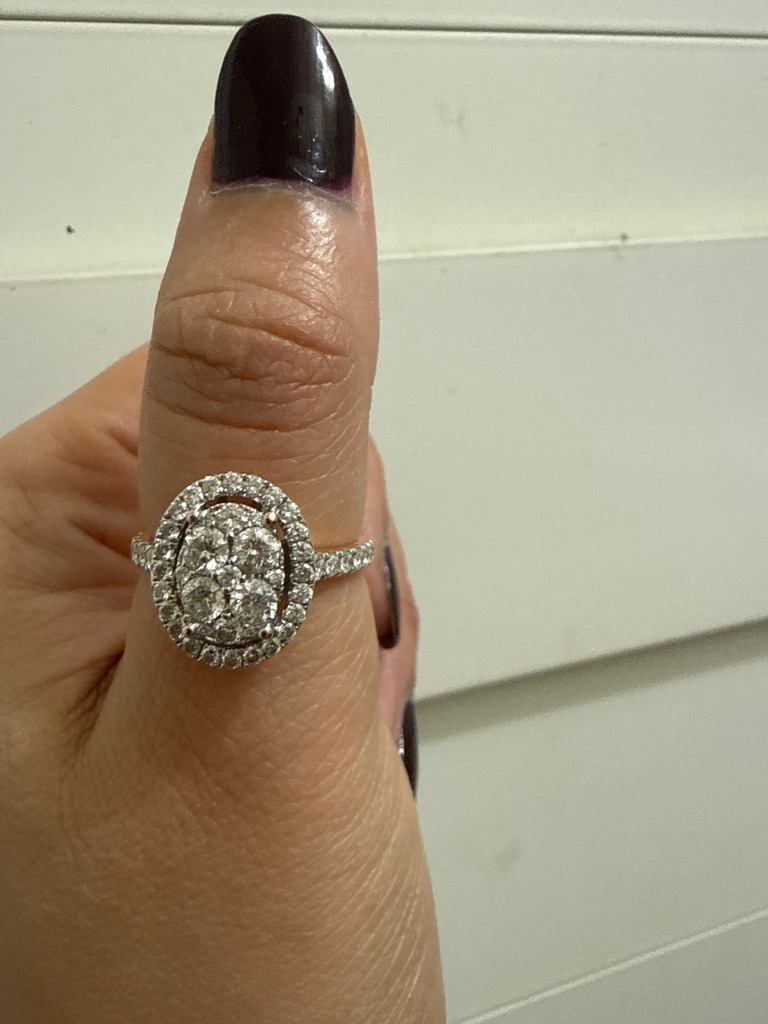 Natural Diamond Composite - Oval-Shaped Cluster (Composed of Round Brilliant Melee)