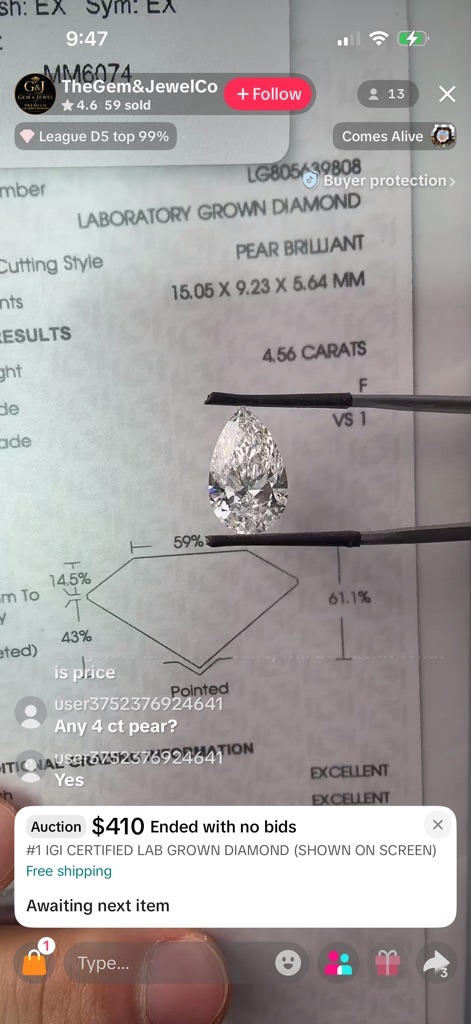 Laboratory Grown Diamond - Pear Brilliant