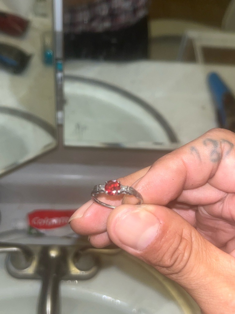 Natural Colored Diamond (or potentially a gemstone like ruby/garnet, but assuming diamond context: Fancy Intense Red) - Round Brilliant