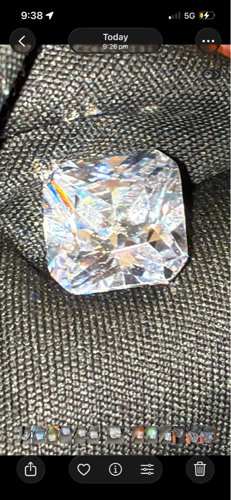 Likely Moissanite or Cubic Zirconia - Radiant Cut