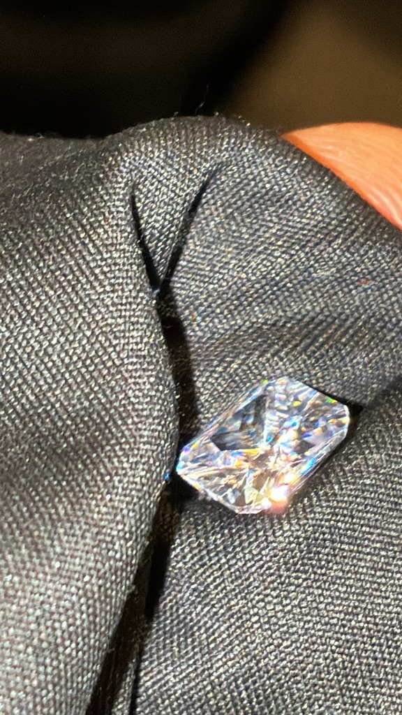 Natural Diamond or Lab-Grown Diamond (requires testing to differentiate) - Radiant Cut (Rectangular Modified Brilliant)