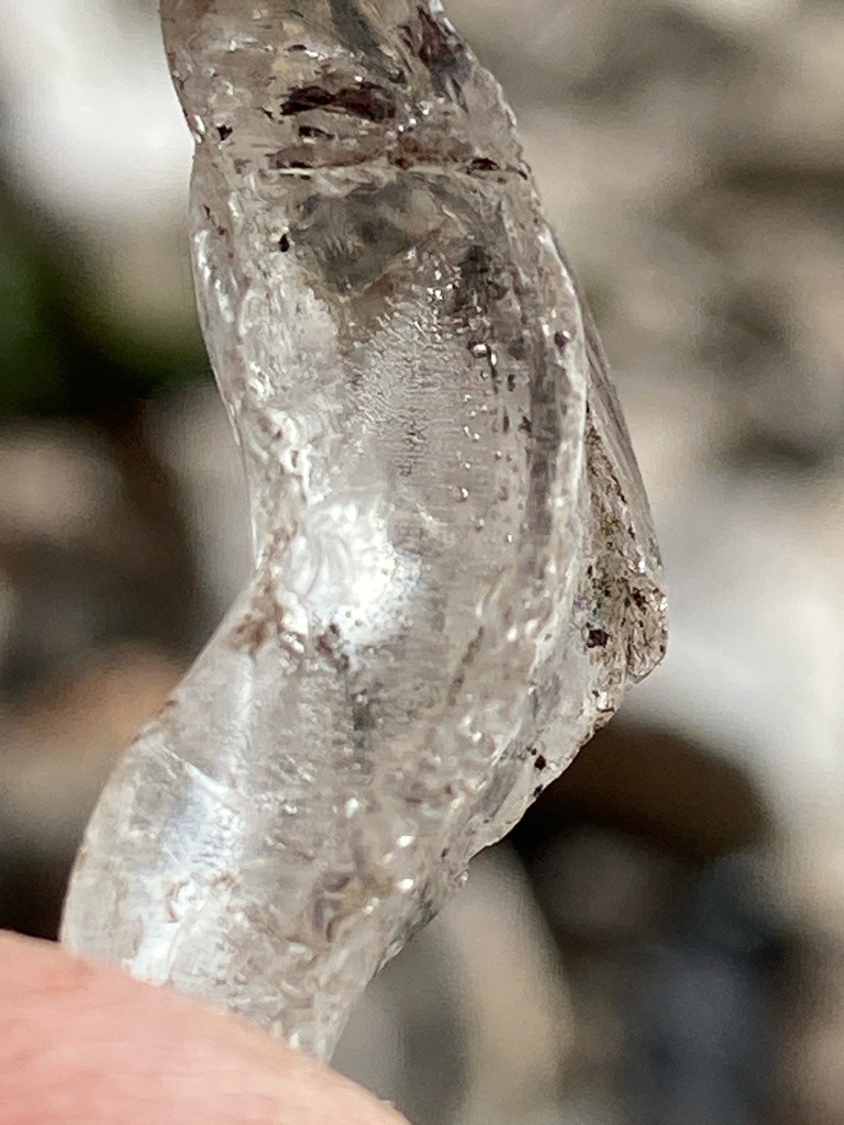 Natural rough diamond crystal showing curved and etched growth features - Rough crystal / Uncut natural octahedral or distorted crystal form