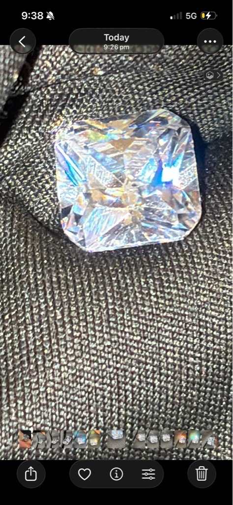 Likely Moissanite (Simulant) - Radiant Cut