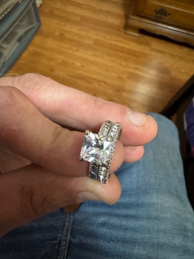 Cubic Zirconia or High-Dispersion Simulant (Likely CZ due to excessive fire and dispersion) - Princess Cut (Square Modified Brilliant)
