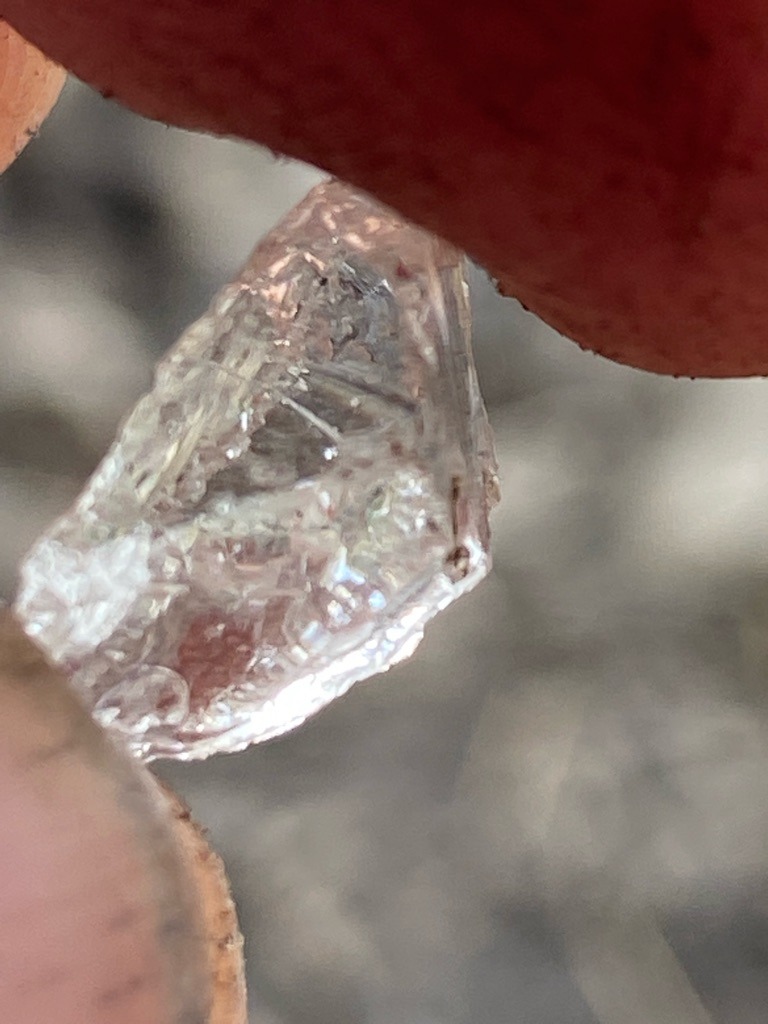 Natural rough diamond crystal showing typical octahedral growth features and trigons. - Rough crystal / Uncut octahedral habit