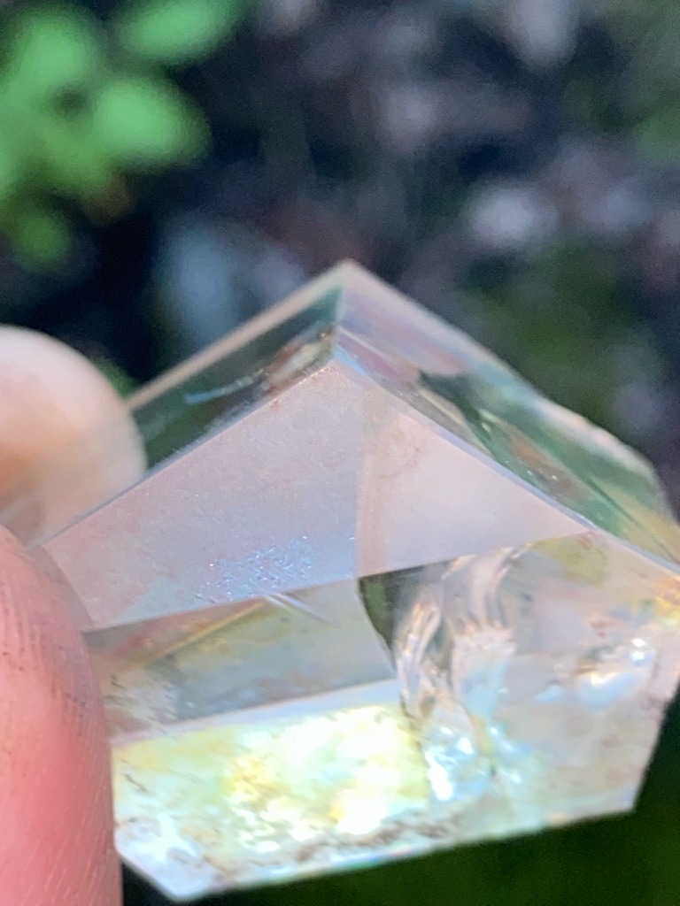 Not a diamond; likely a synthetic crystal, resin cast, or quartz specimen with faceted geometry. - Custom pyramid or faceted geometric crystal structure