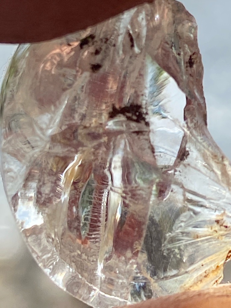 Natural (Rough Mineral Specimen, potentially quartz or glass simulant rather than a diamond given the conchoidal fracture patterns) - Rough / Raw irregular crystal fragment with conchoidal fractures