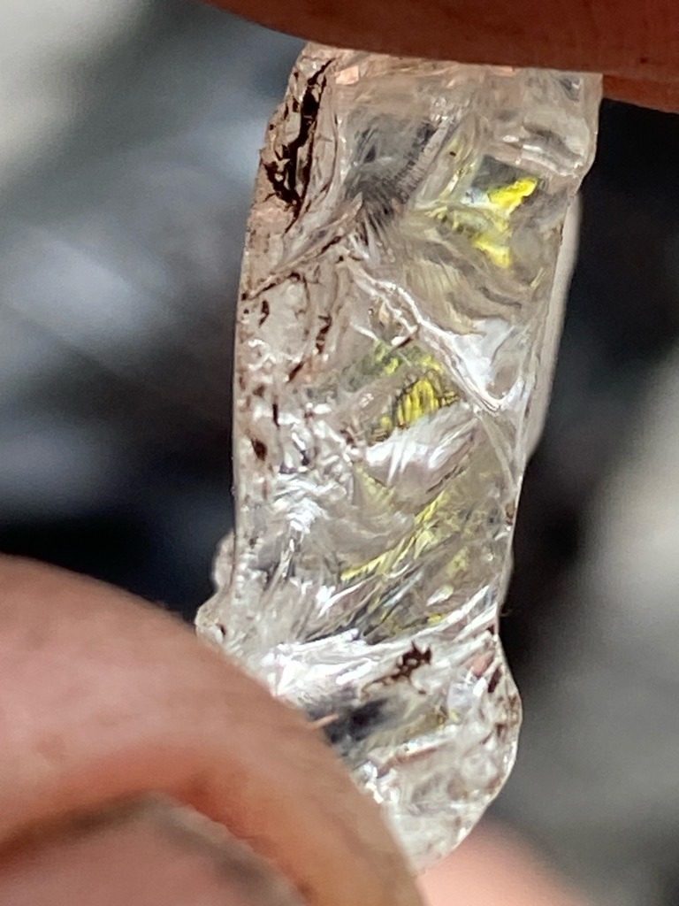 Natural rough diamond crystal showing distinct trigons and natural surface textures - Rough uncut octahedral/irregular crystal formation