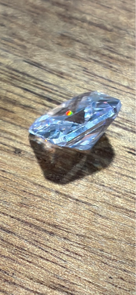 Possible Simulated Diamond (Cubic Zirconia or Moissanite) - Cushion or Radiant Hybrid Cut