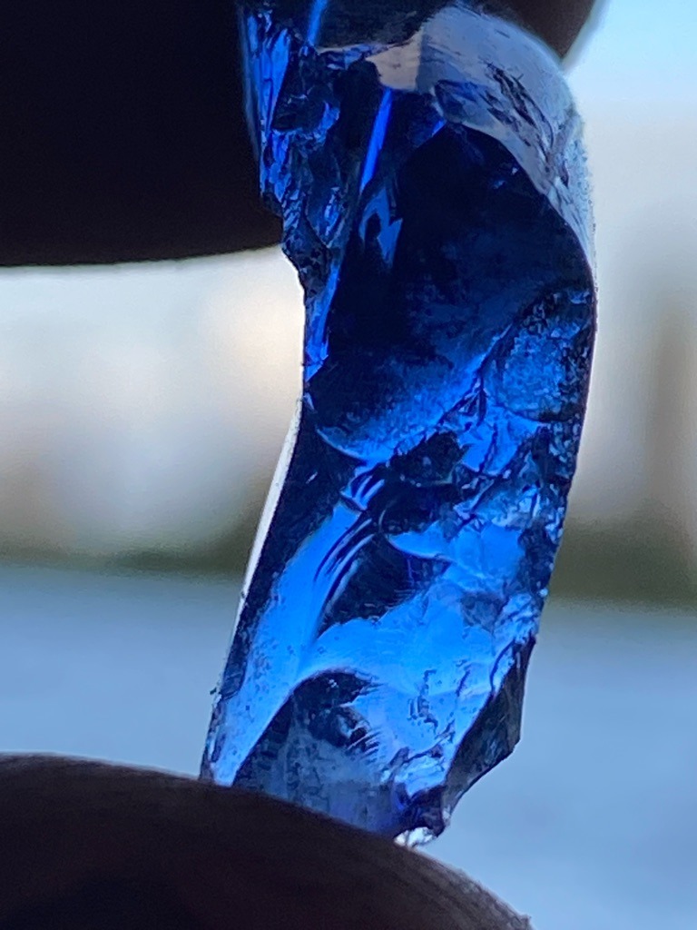 Not a diamond; this is a piece of rough blue glass or synthetic material. - Raw / Uncut irregular fragment