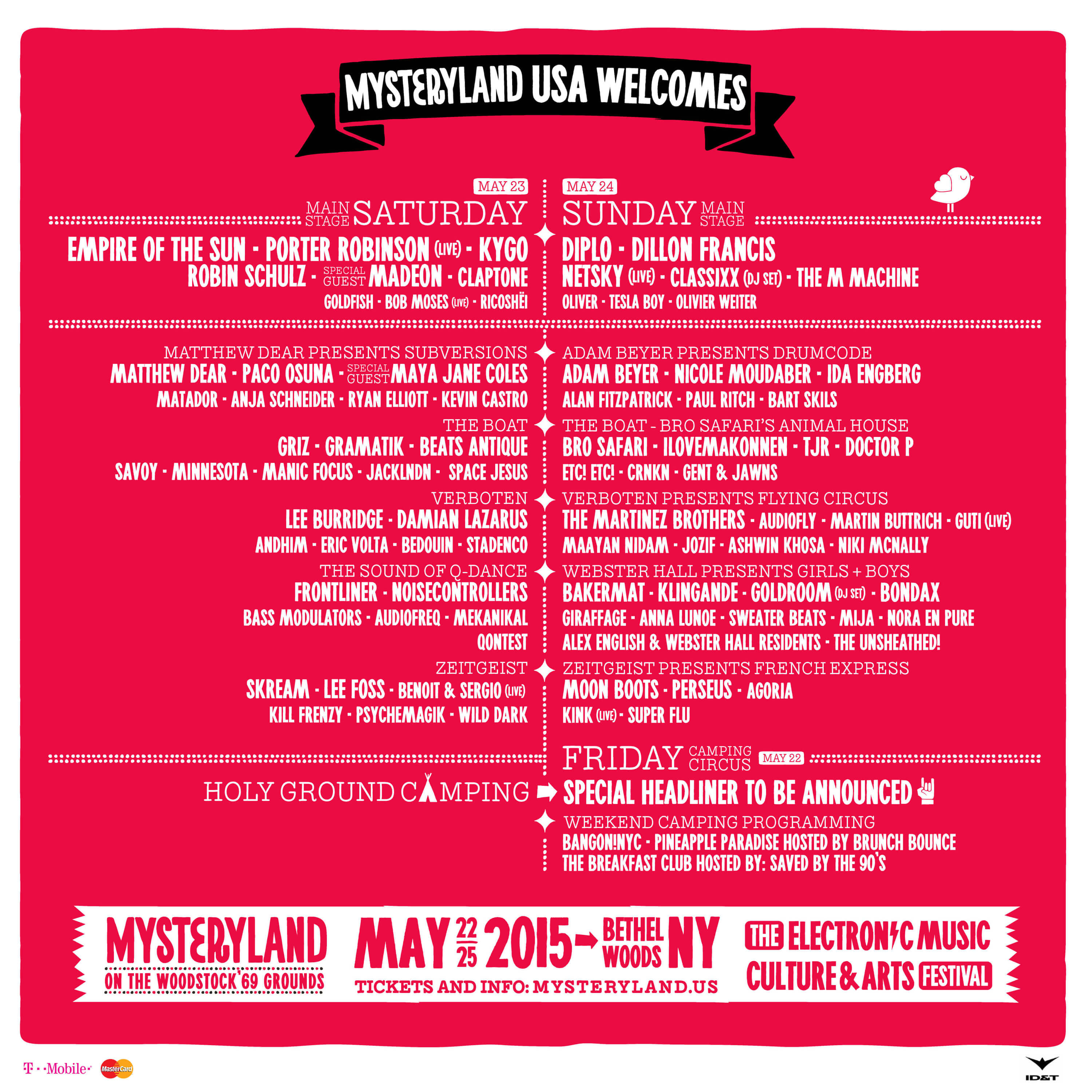 Mysteryland USA 2015 Lineup