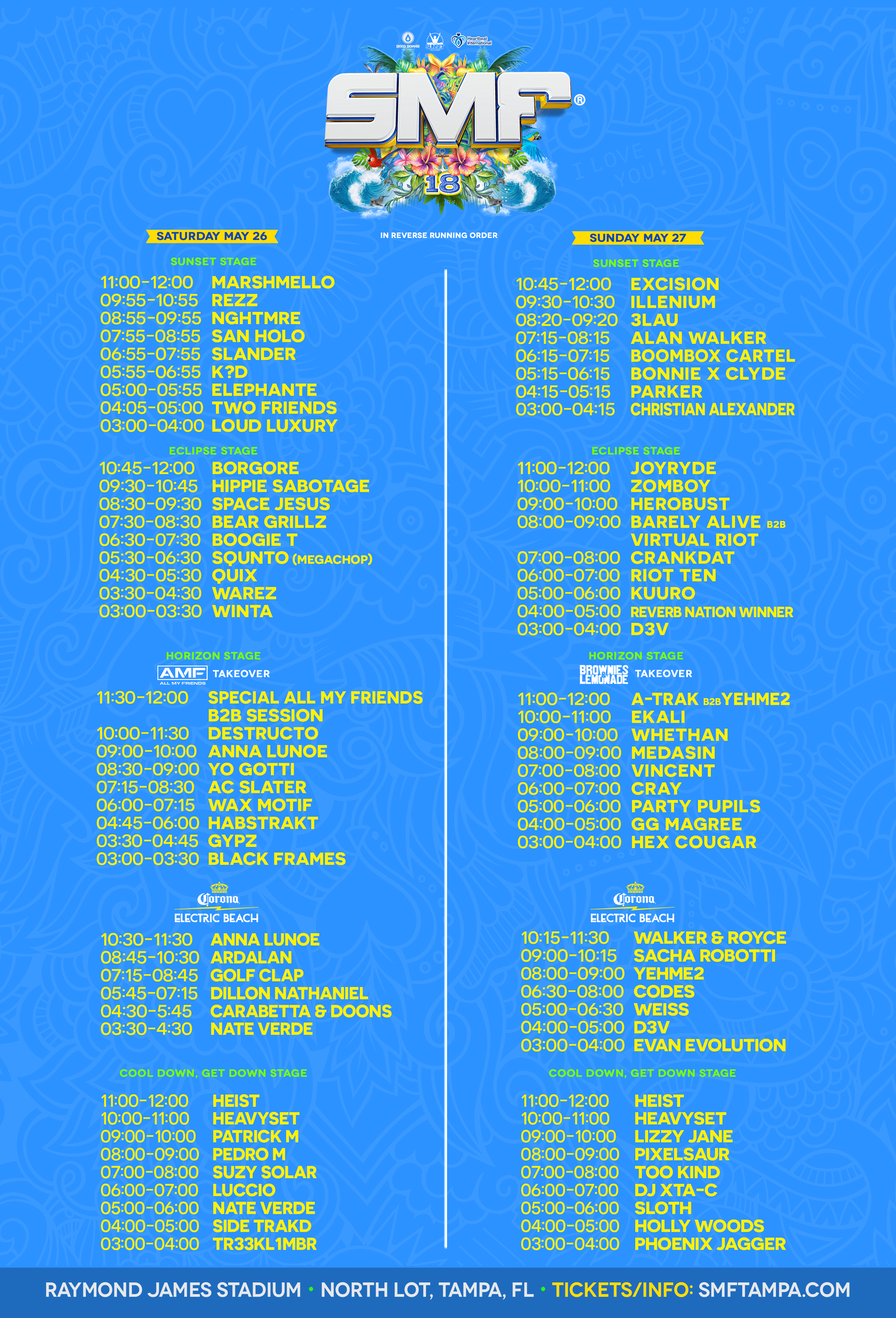 Sunset Music Festival 2018 Schedule