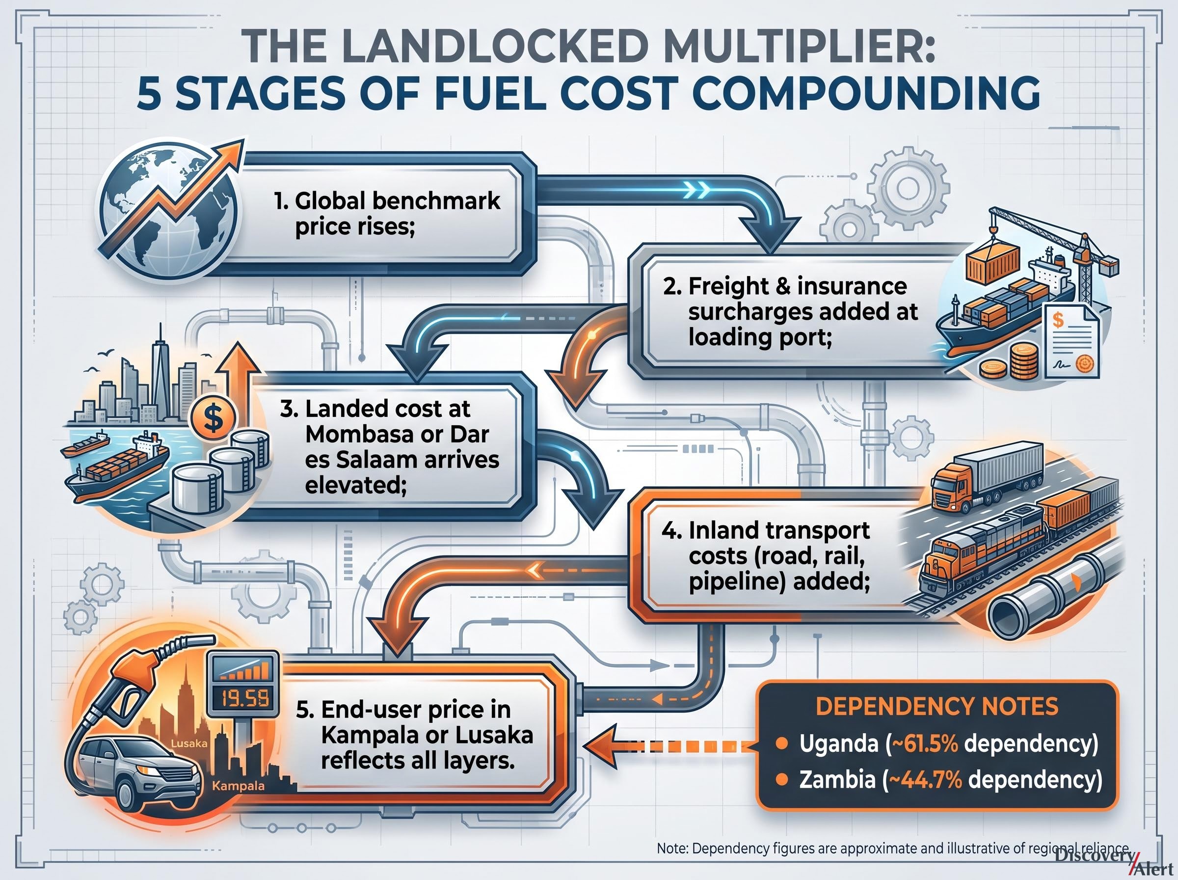 The Landlocked Multiplier: 5 Stages of Fuel Cost Compounding