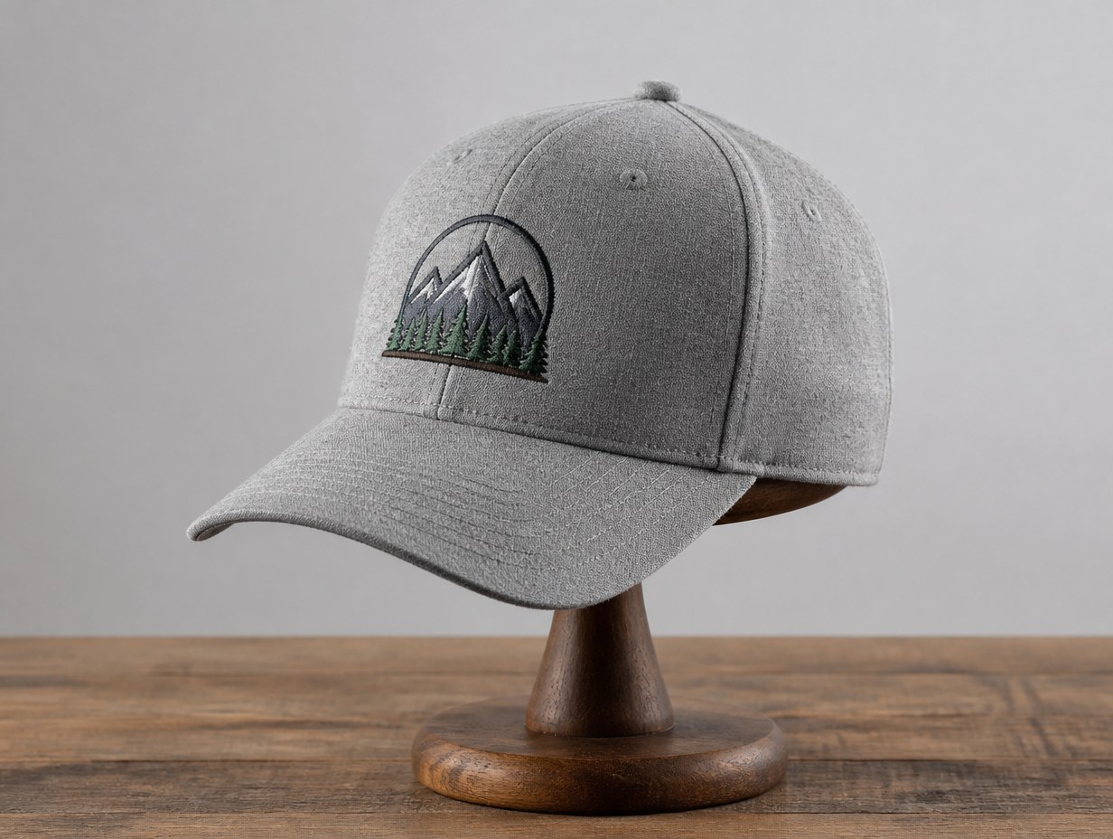 AI-generated 6-panel hat mockup sample
