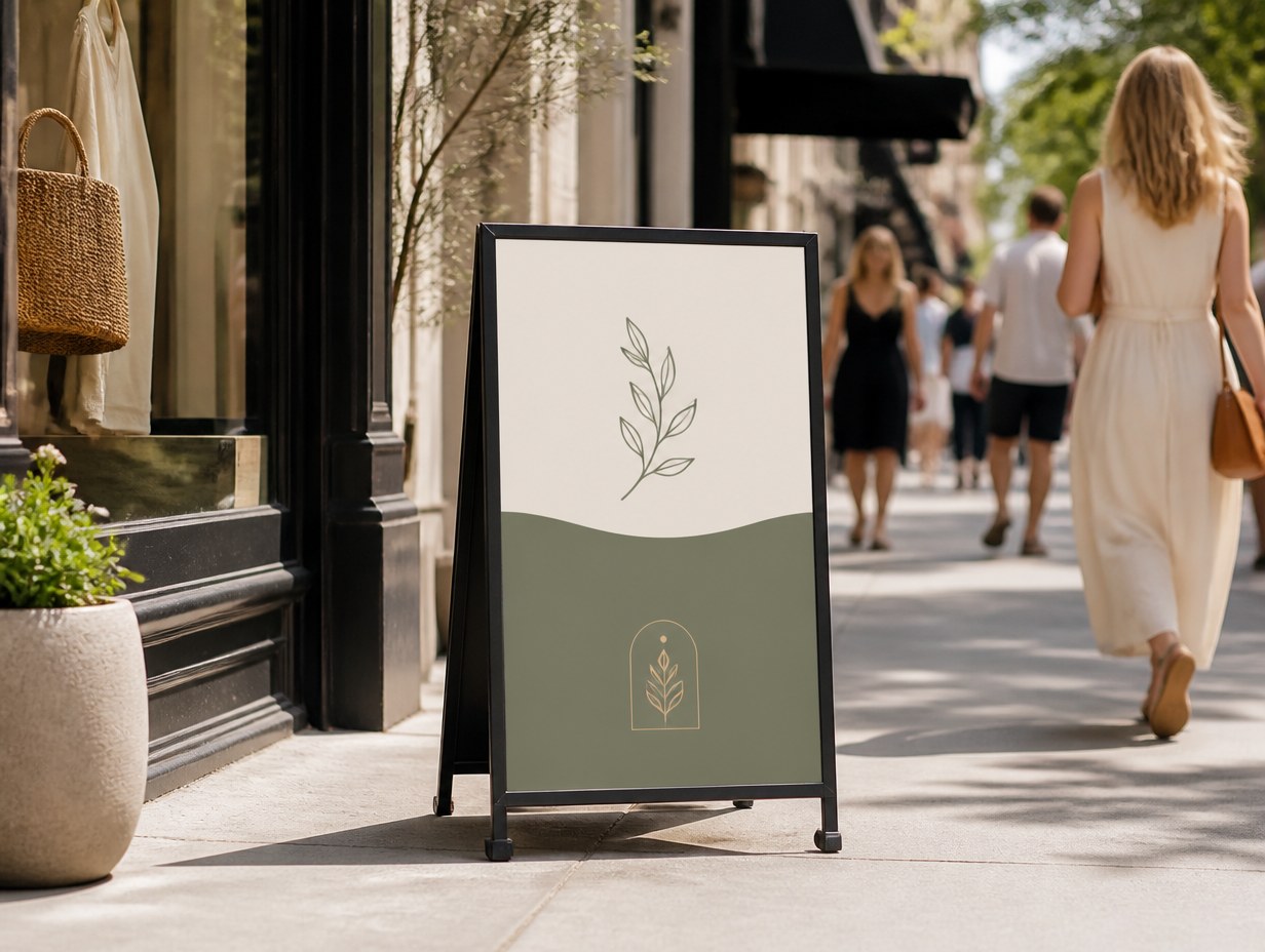 AI-generated a-frame sign mockup sample