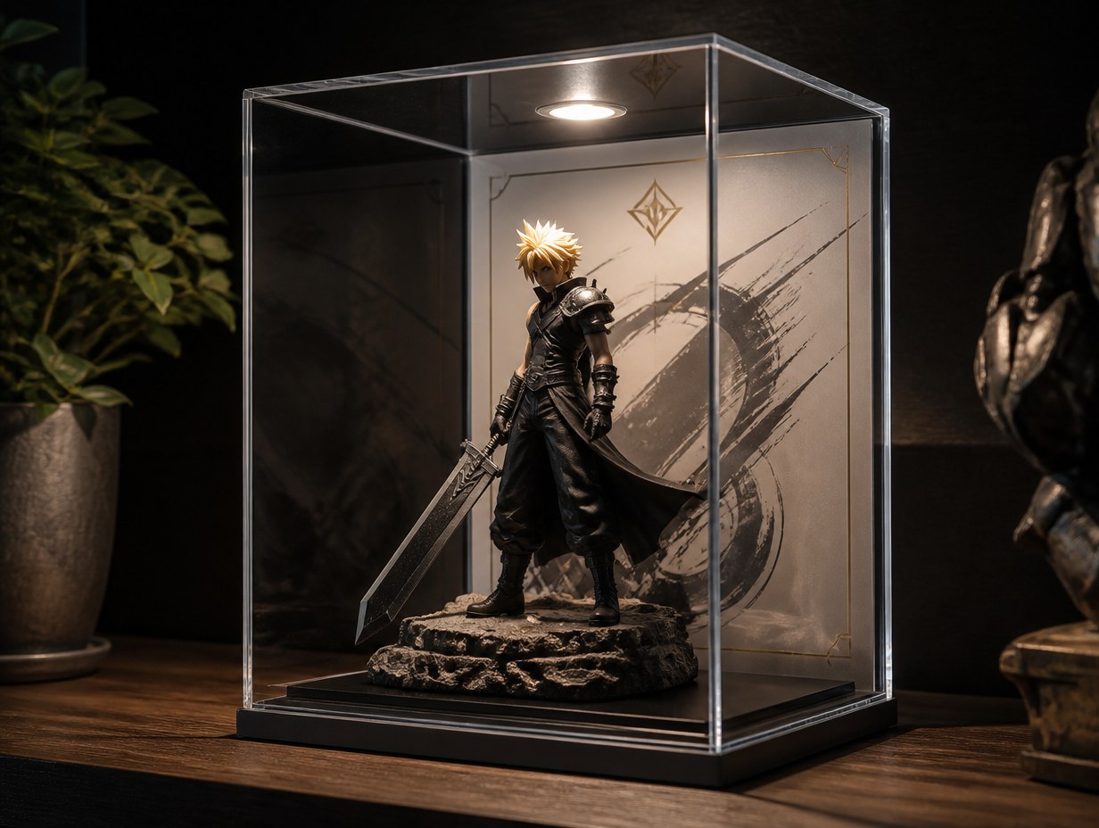 AI-generated acrylic display box mockup sample