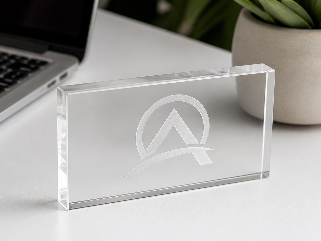 AI-generated acrylic nameplate mockup sample