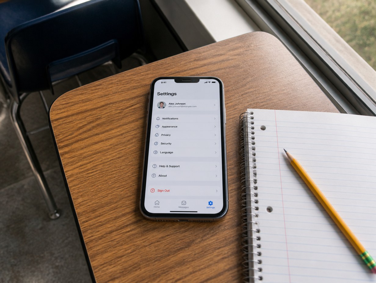 AI-generated app settings screen mockup sample