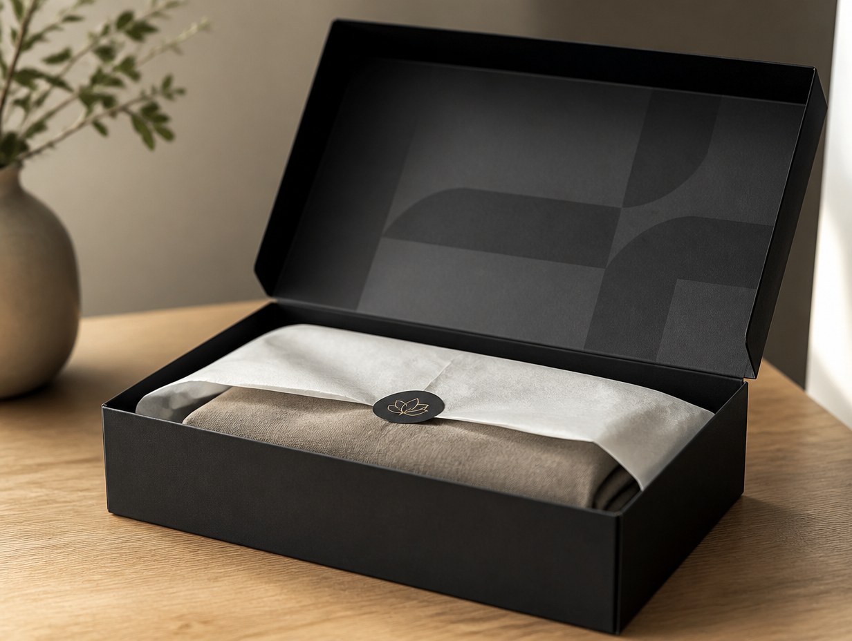 AI-generated apparel box mockup sample
