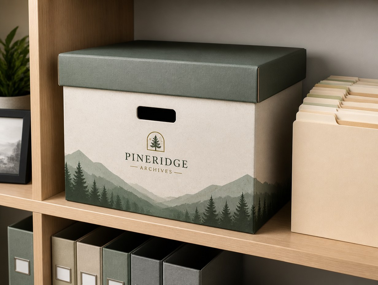AI-generated archive box mockup sample