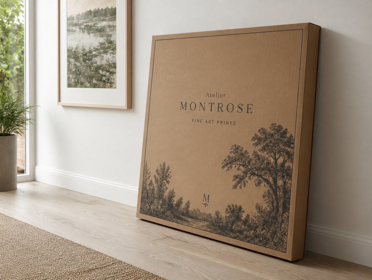 AI-generated artwork shipping box mockup sample