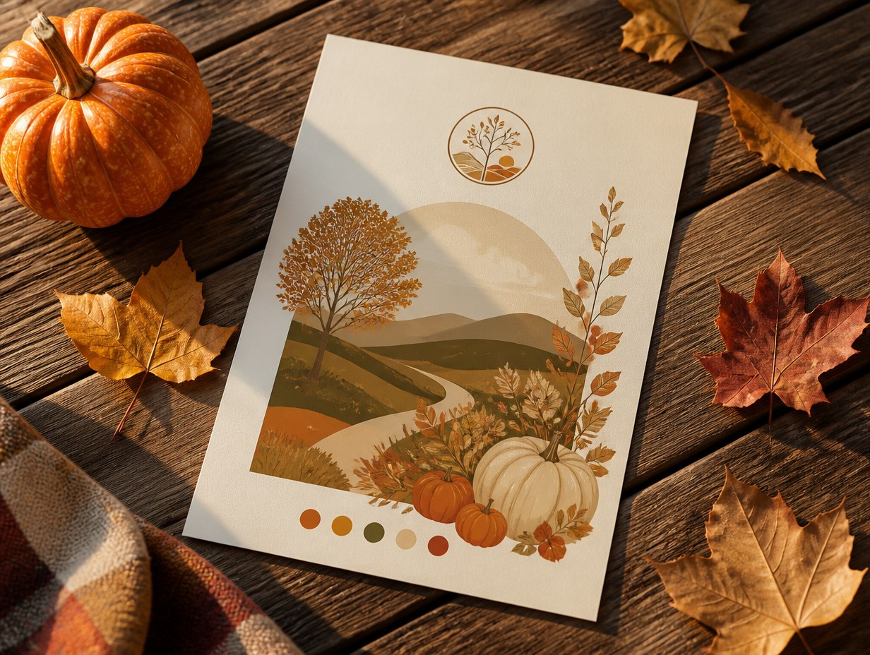 AI-generated autumn flyer mockup sample