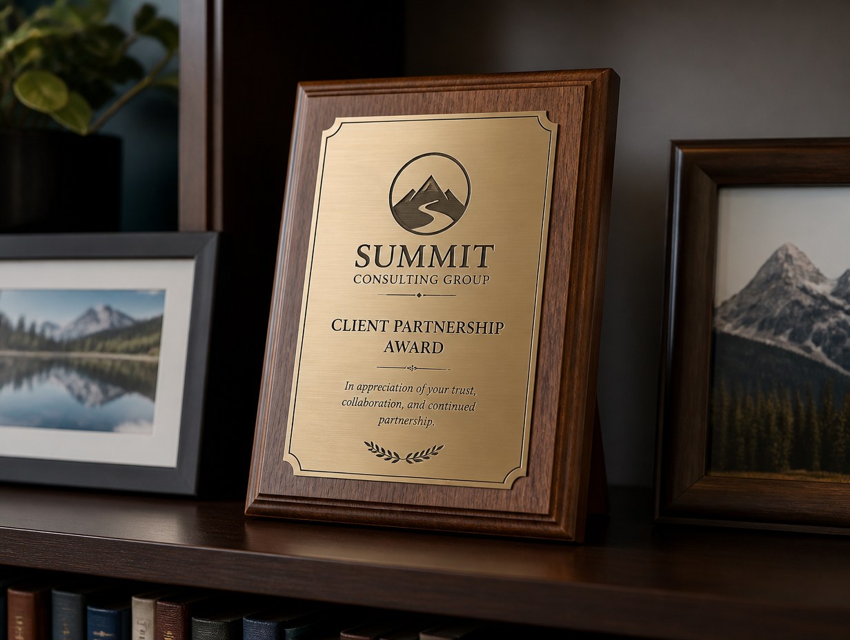 AI-generated award plaque mockup sample