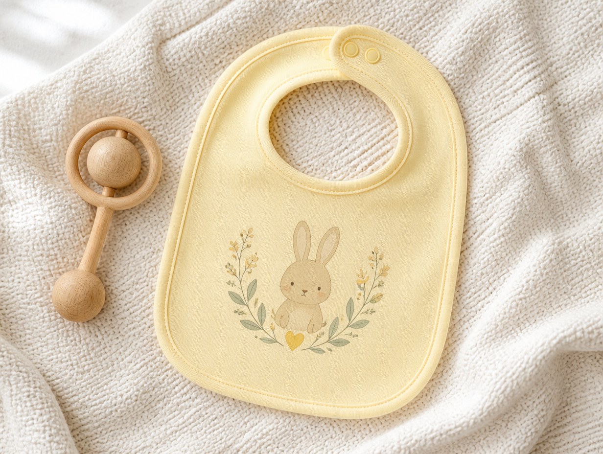 AI-generated baby bib mockup sample
