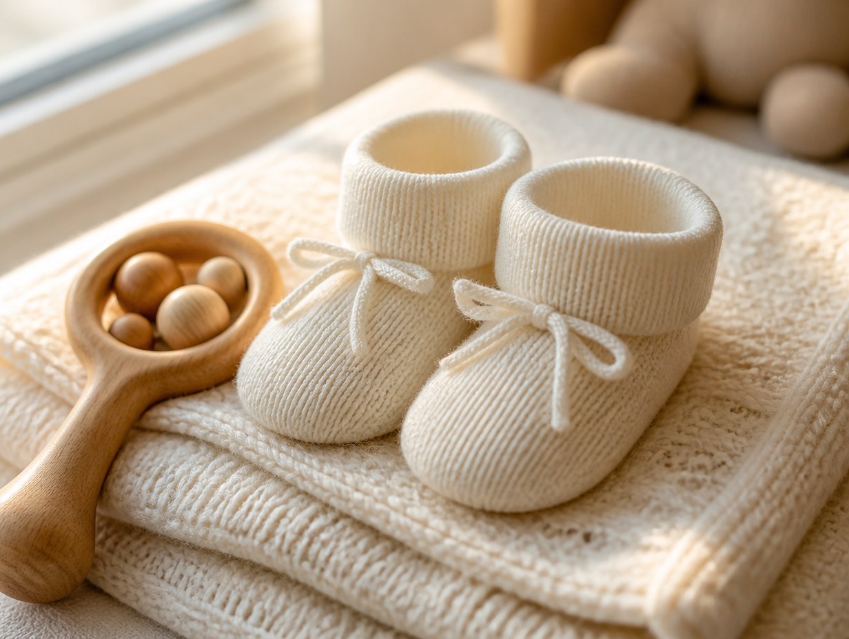 AI-generated baby booties mockup sample