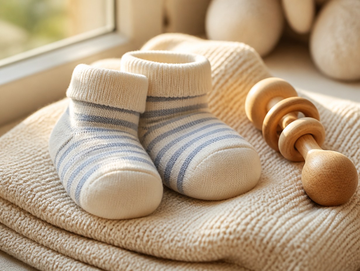 AI-generated baby socks mockup sample