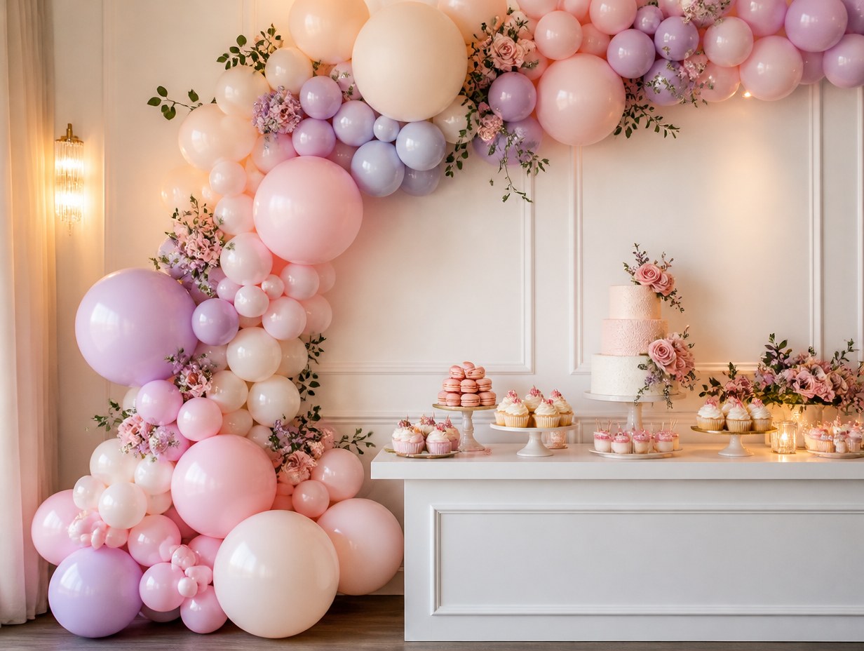 AI-generated balloon garland mockup sample