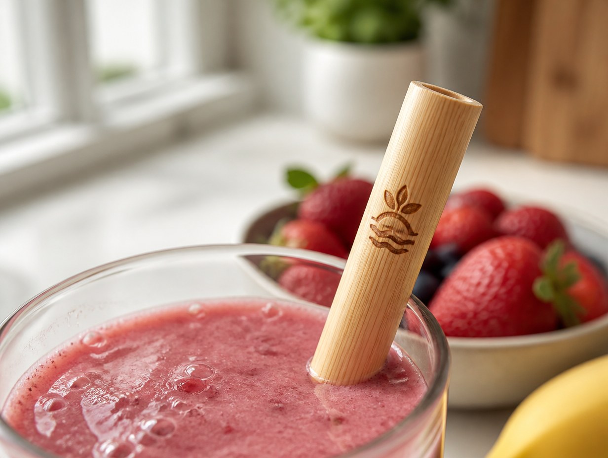 AI-generated bamboo straw mockup sample